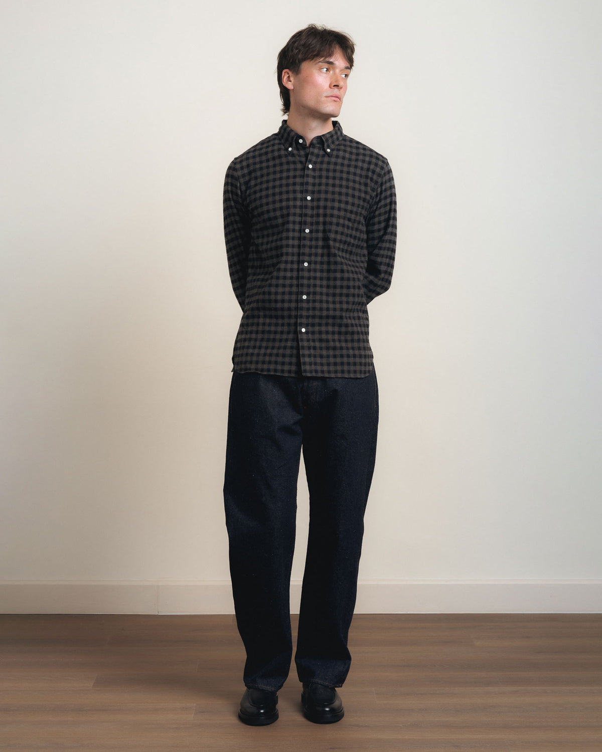 Beams Plus B.D. Gingham Check Shaggy - Grey