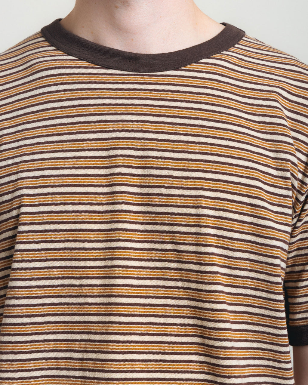 Cawley Japanese Jersey Short Sleeve Tee - Brown Stripe