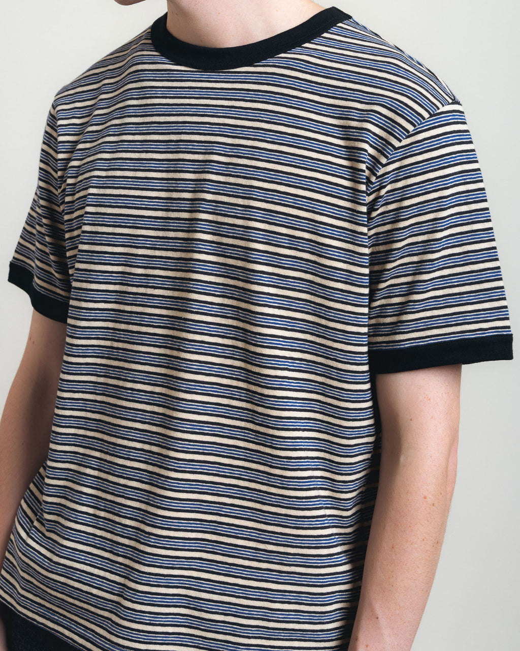 Cawley Japanese Jersey Short Sleeve Tee - Blue Stripe