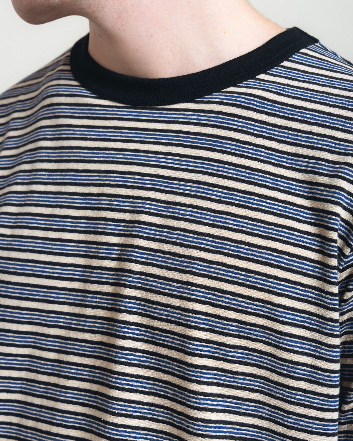 Cawley Japanese Jersey Short Sleeve Tee - Blue Stripe