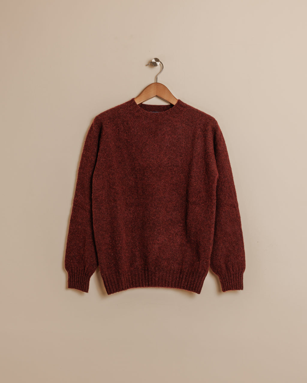 Brushed Shetland Crew - Beetroot Burgundy