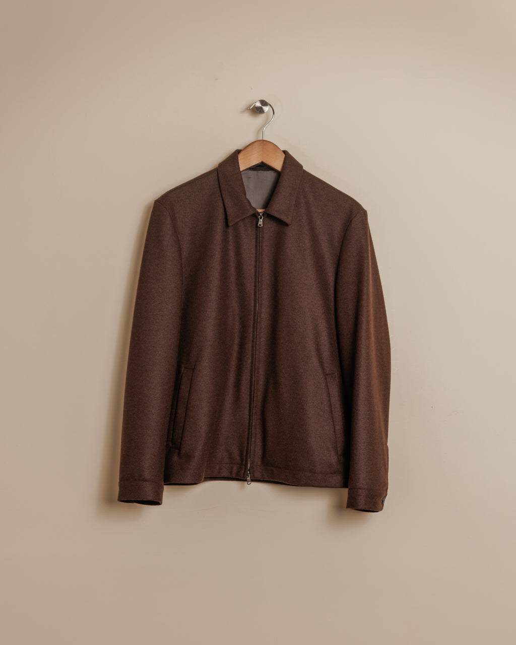 Boiled Wool Zip Jacket - Truffle