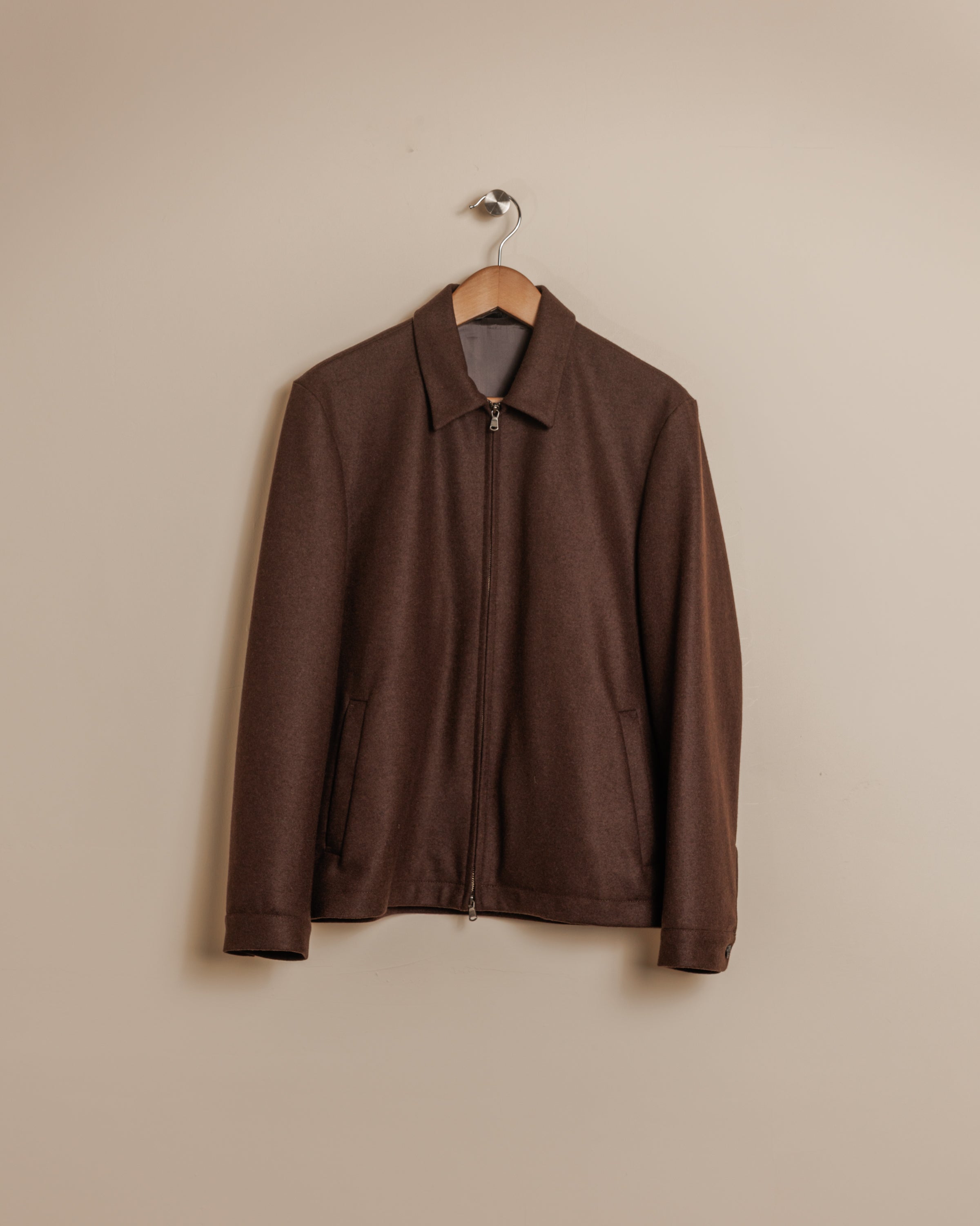 Boiled Wool Zip Jacket - Truffle