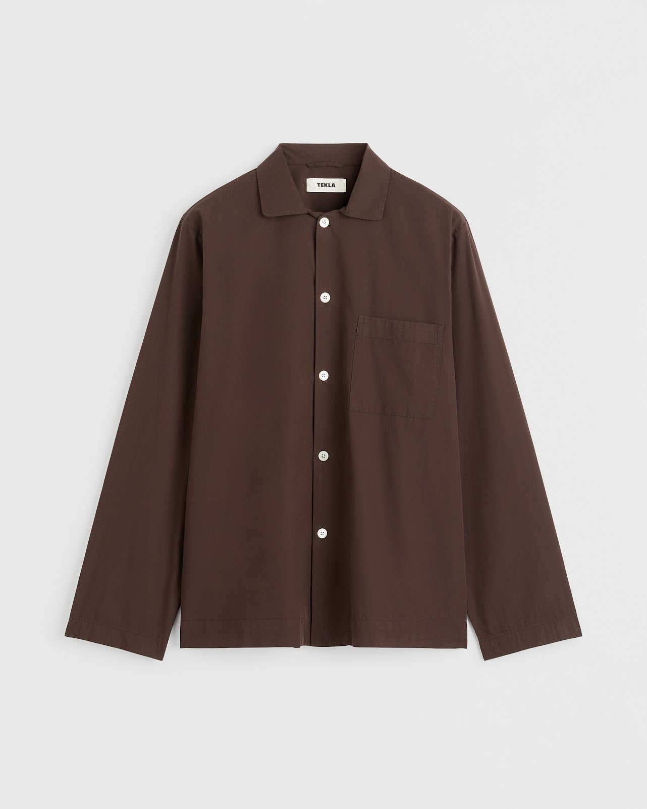 Tekla Long Sleeve Pyjama Shirt - Coffee