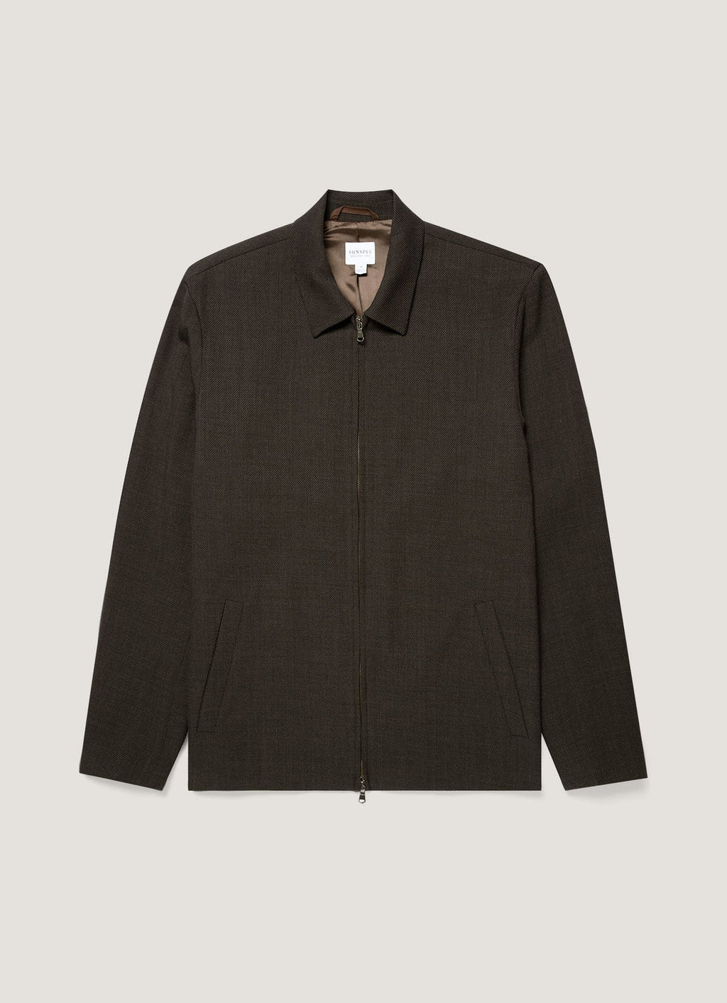 Sunspel Textured Wool Harrington - Truffle