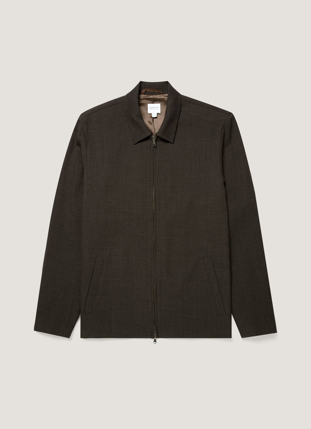 Sunspel Textured Wool Harrington - Truffle