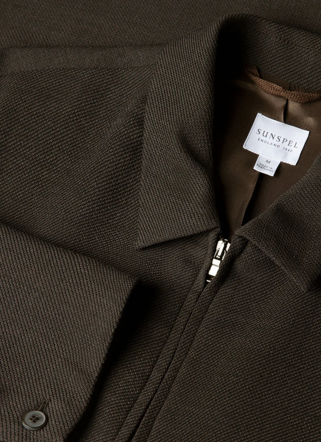 Sunspel Textured Wool Harrington - Truffle