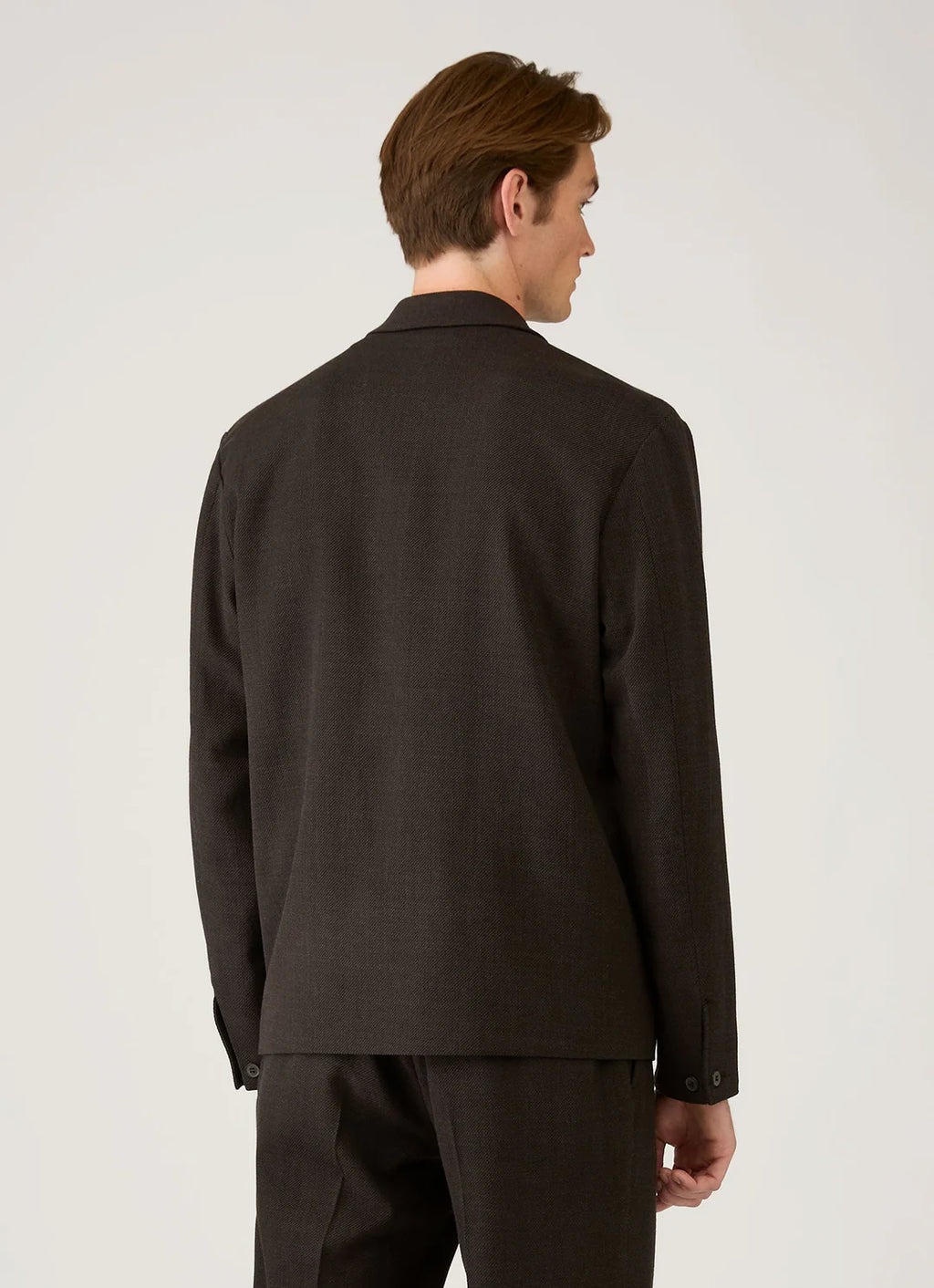 Sunspel Textured Wool Harrington - Truffle