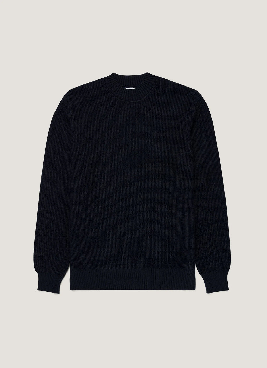 Sunspel Cotton Stitch Mock Neck - Navy