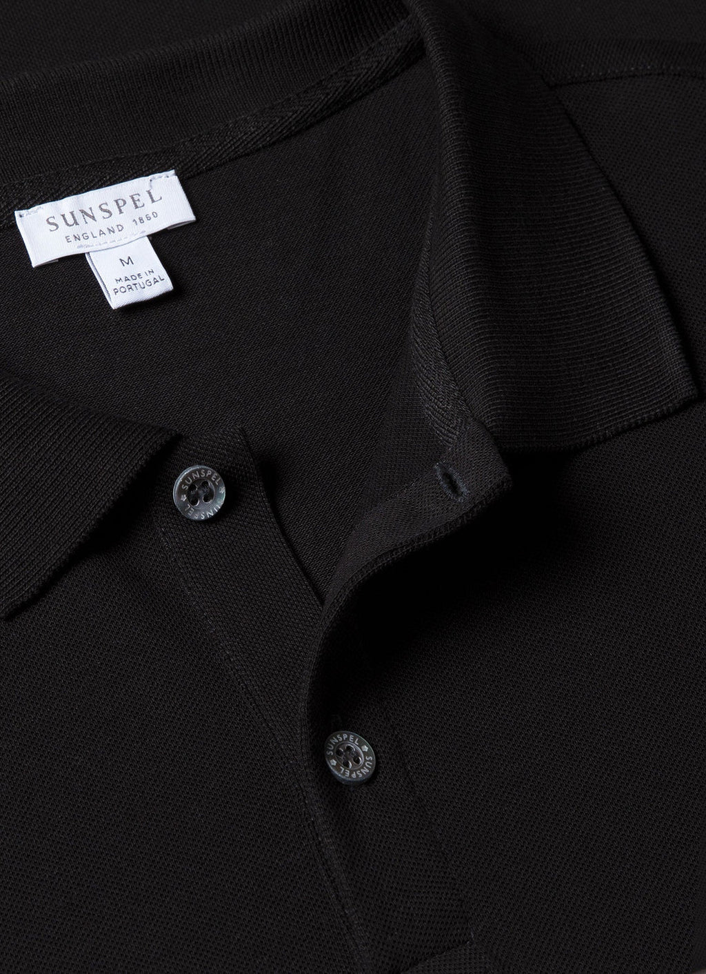 Sunspel Pique Polo Shirt - Black