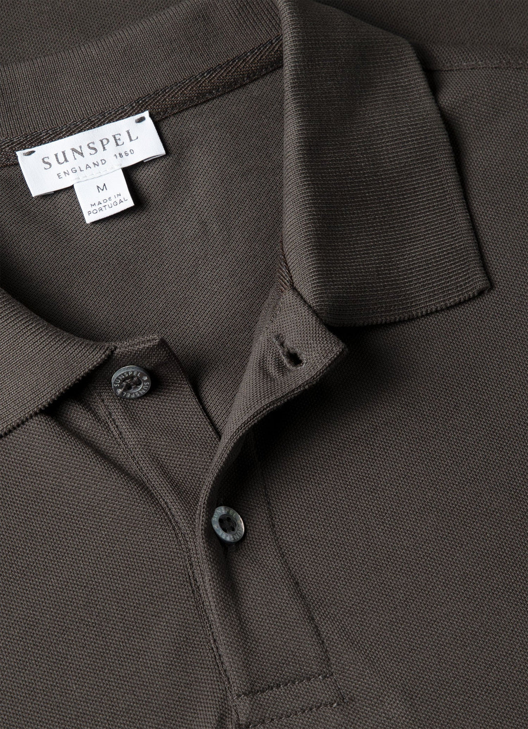 Sunspel Pique Polo Shirt - Anthracite