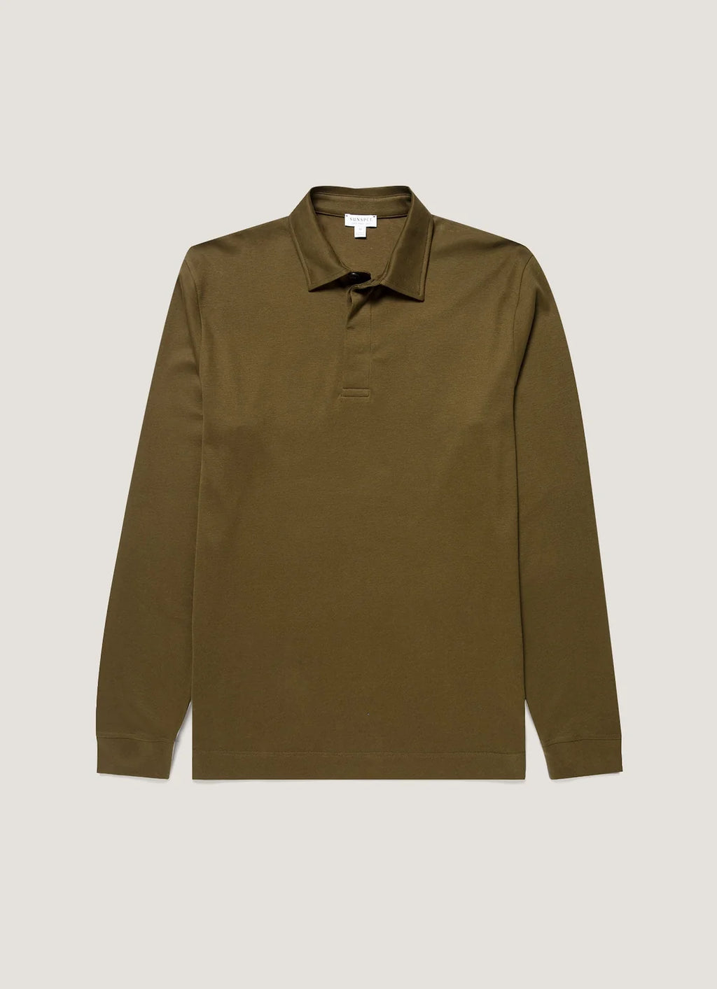 Sunspel Heavyweight LS Rugby Polo - Loden Green