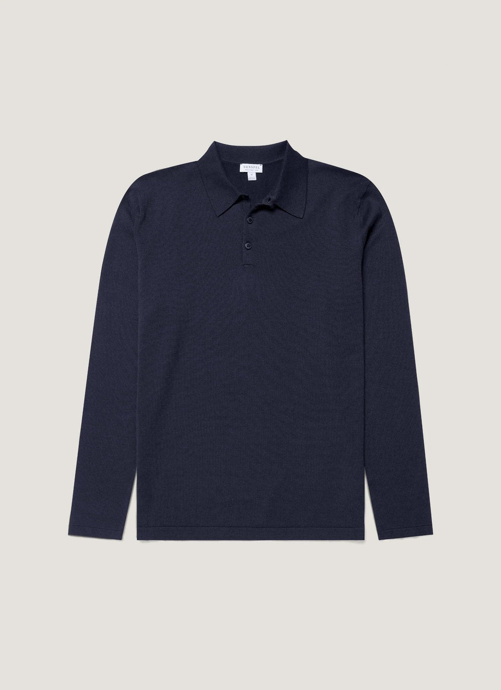 Sunspel Sea Island Long Sleeve Polo - Navy