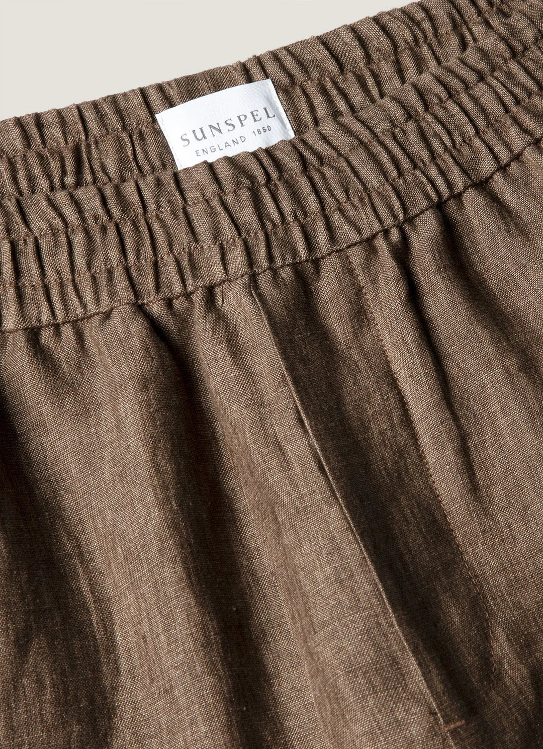 Sunspel Linen Drawstring Short - Dark Walnut