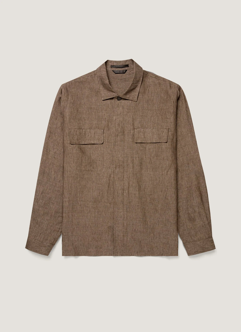 Sunspel Linen Overshirt - Dark Walnut