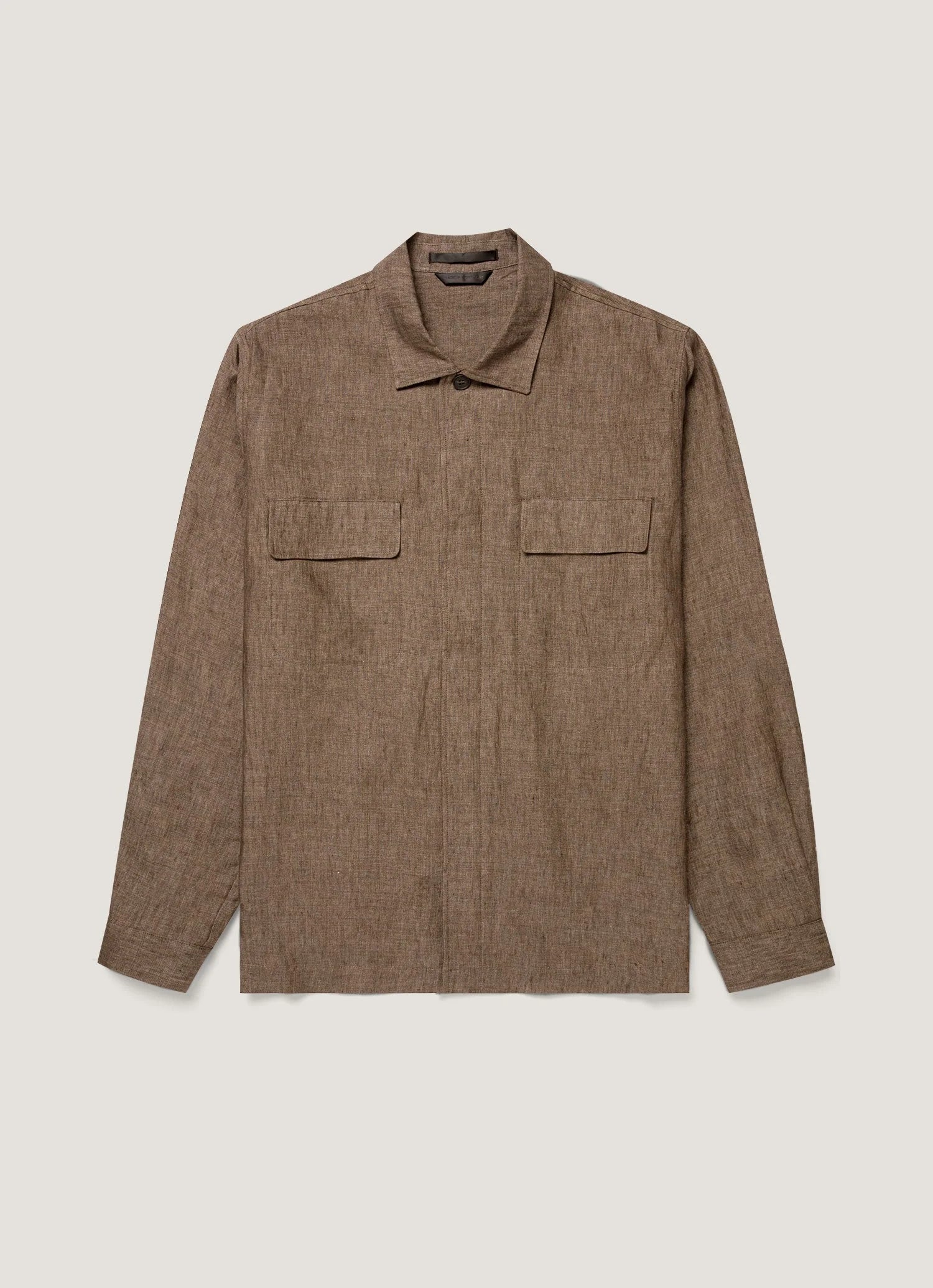 Sunspel Linen Overshirt - Dark Walnut