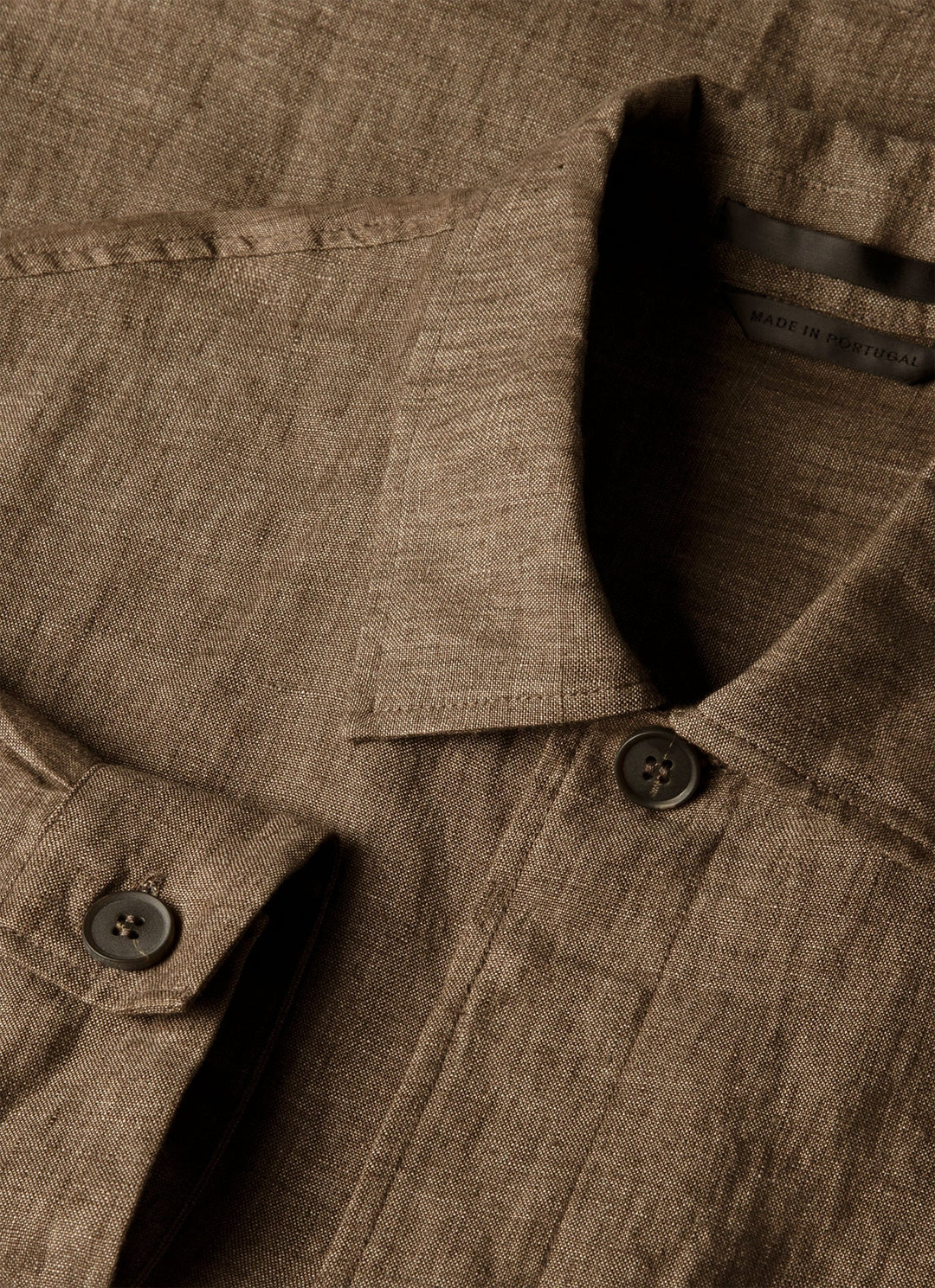 Sunspel Linen Overshirt - Dark Walnut