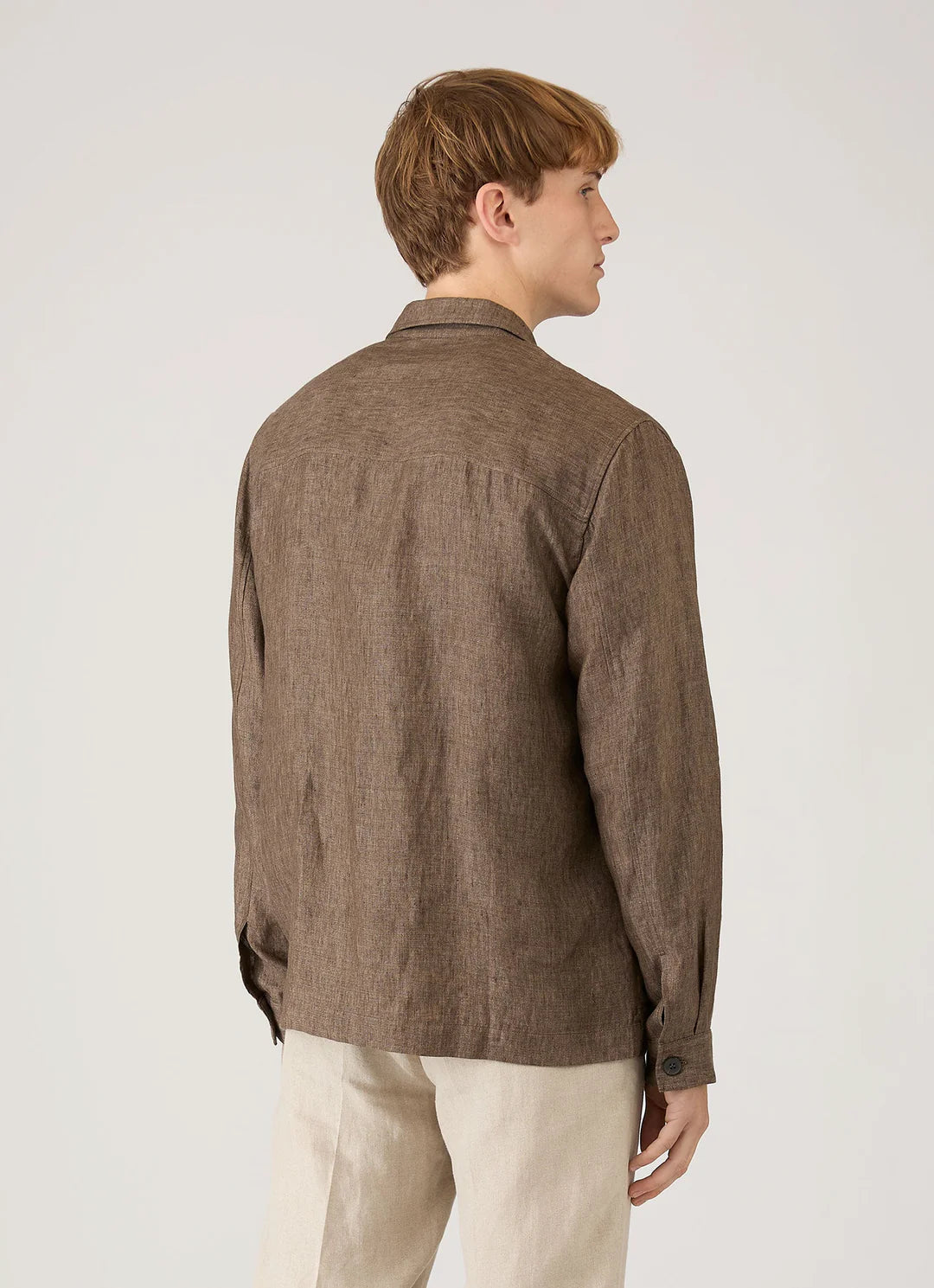 Sunspel Linen Overshirt - Dark Walnut