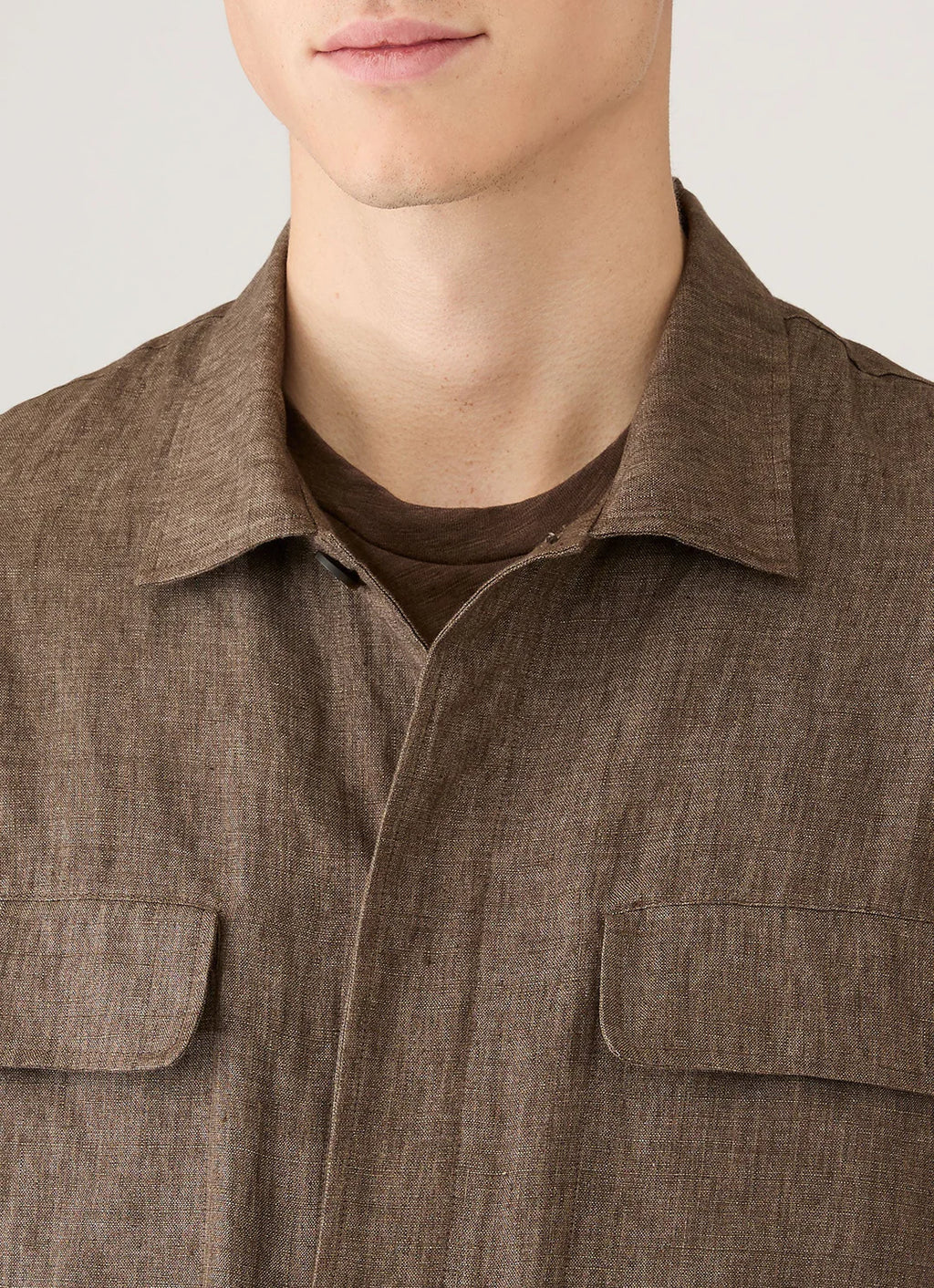 Sunspel Linen Overshirt - Dark Walnut