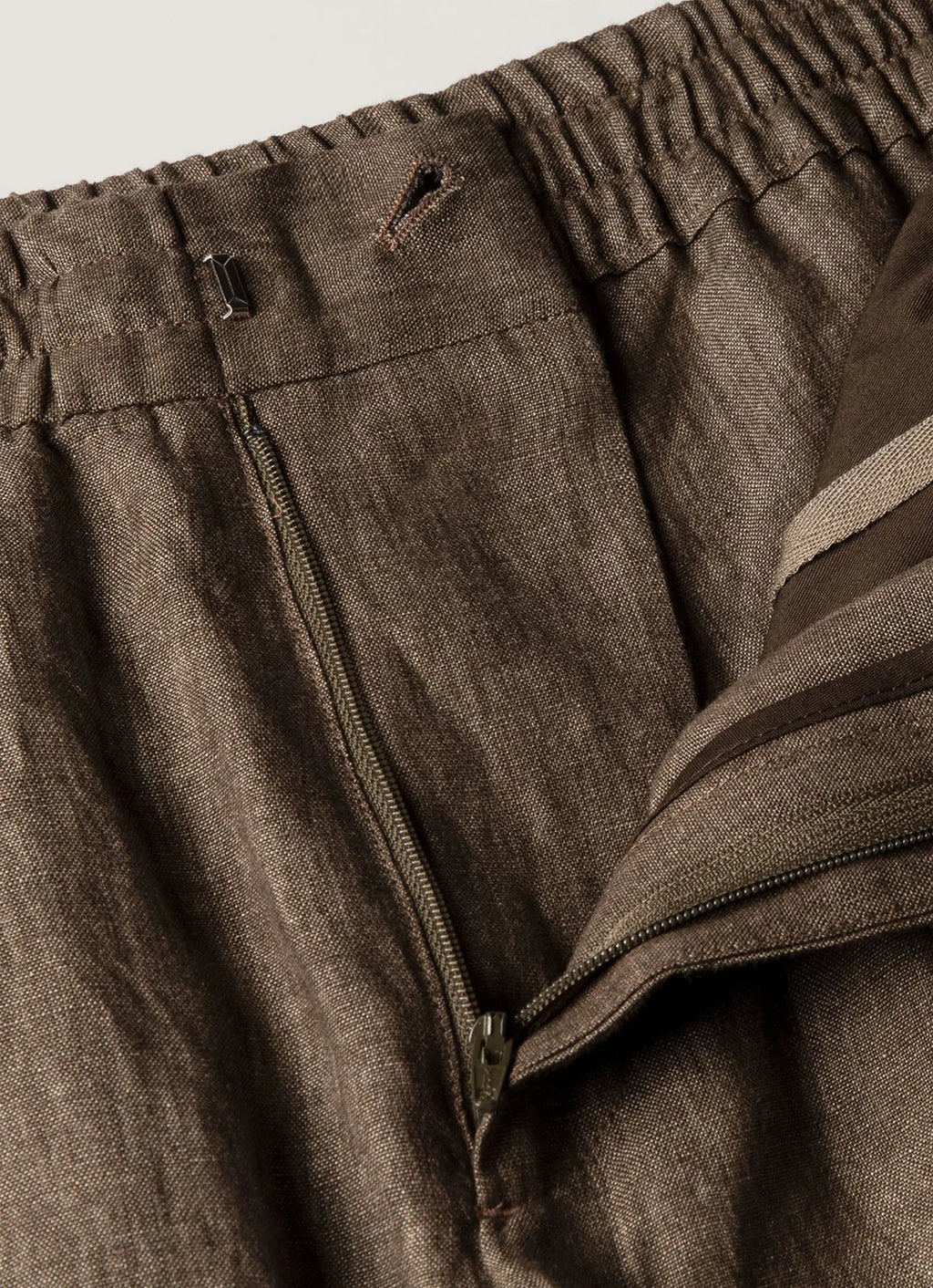 Sunspel Linen Drawstring Trouser - Dark Walnut