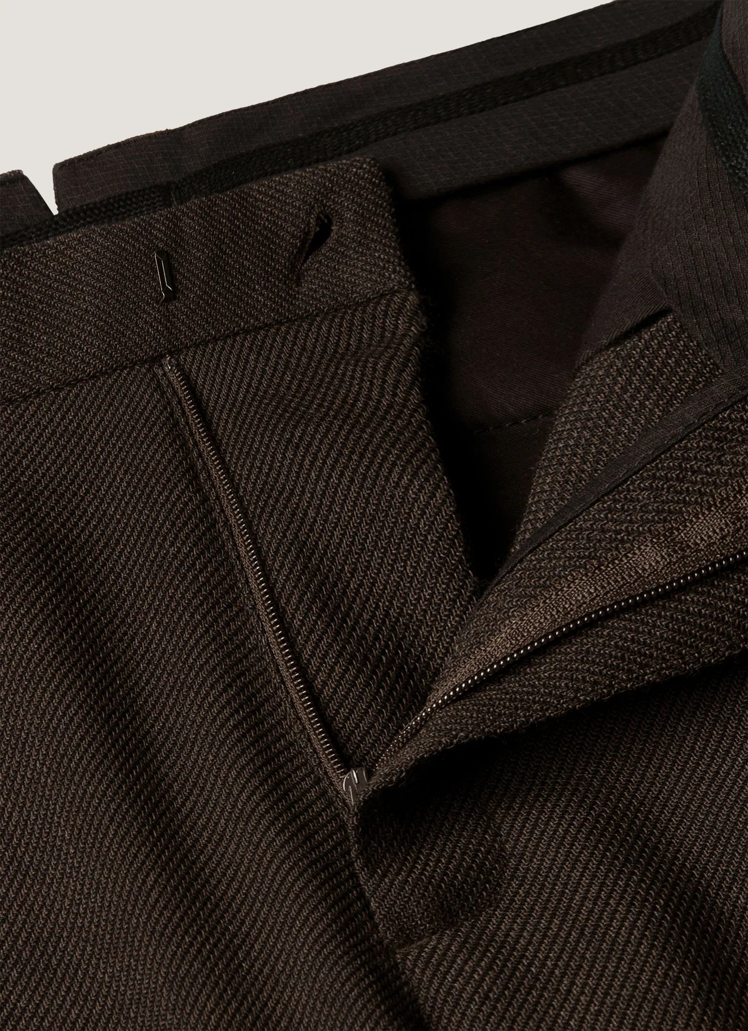 Sunspel Textured Wool Trouser - Truffle