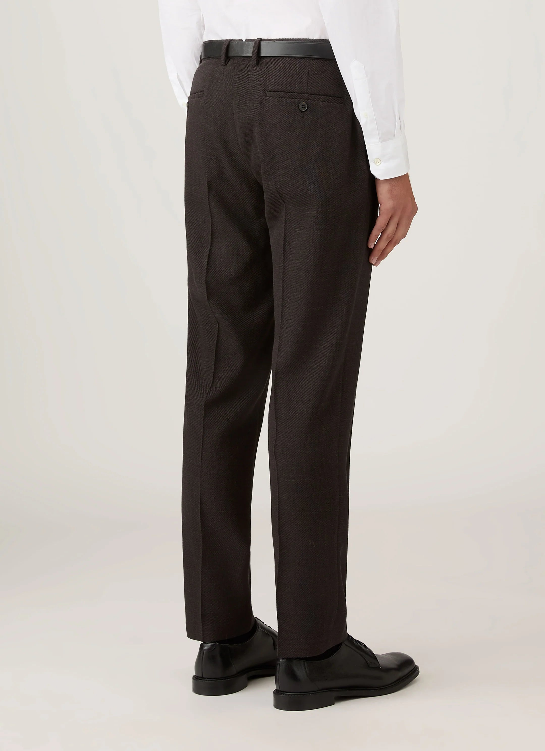 Sunspel Textured Wool Trouser - Truffle