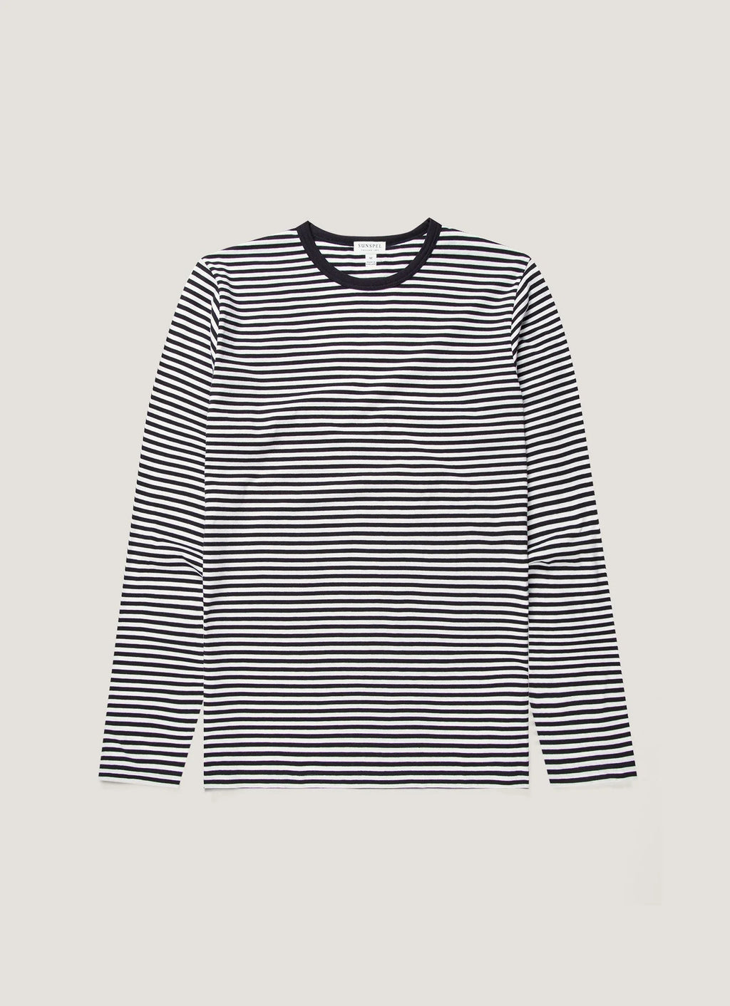 Sunspel Long Sleeve Classic T-Shirt - Navy Stripe