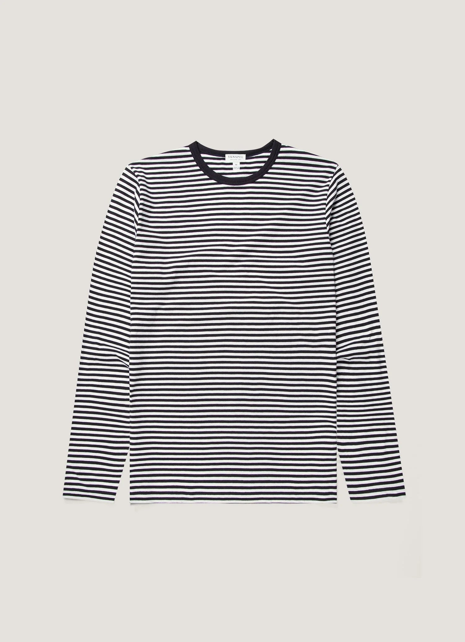 Sunspel Long Sleeve Classic T-Shirt - Navy Stripe