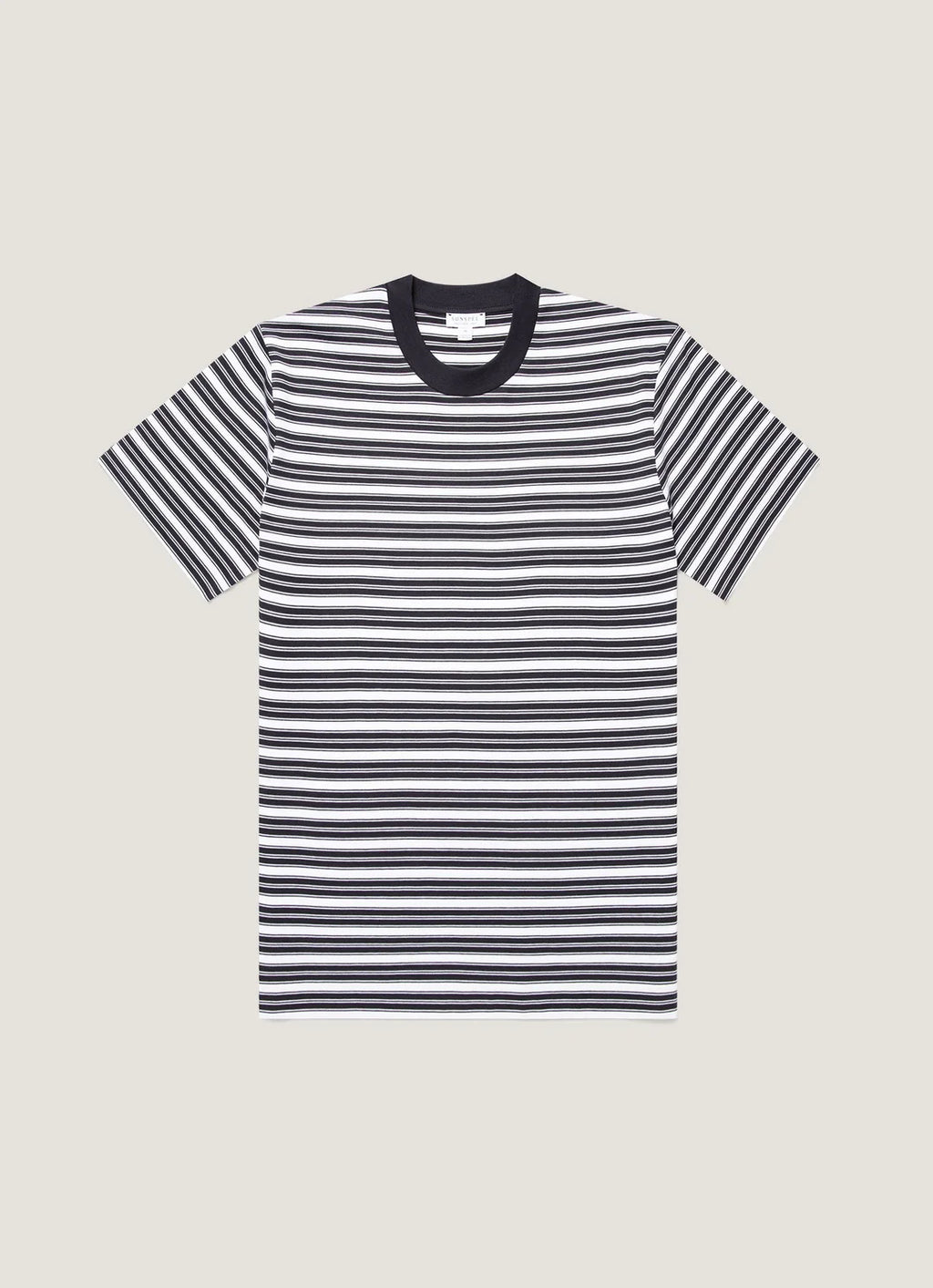 Sunspel Relaxed Fit Heavyweight T-Shirt - White/Navy