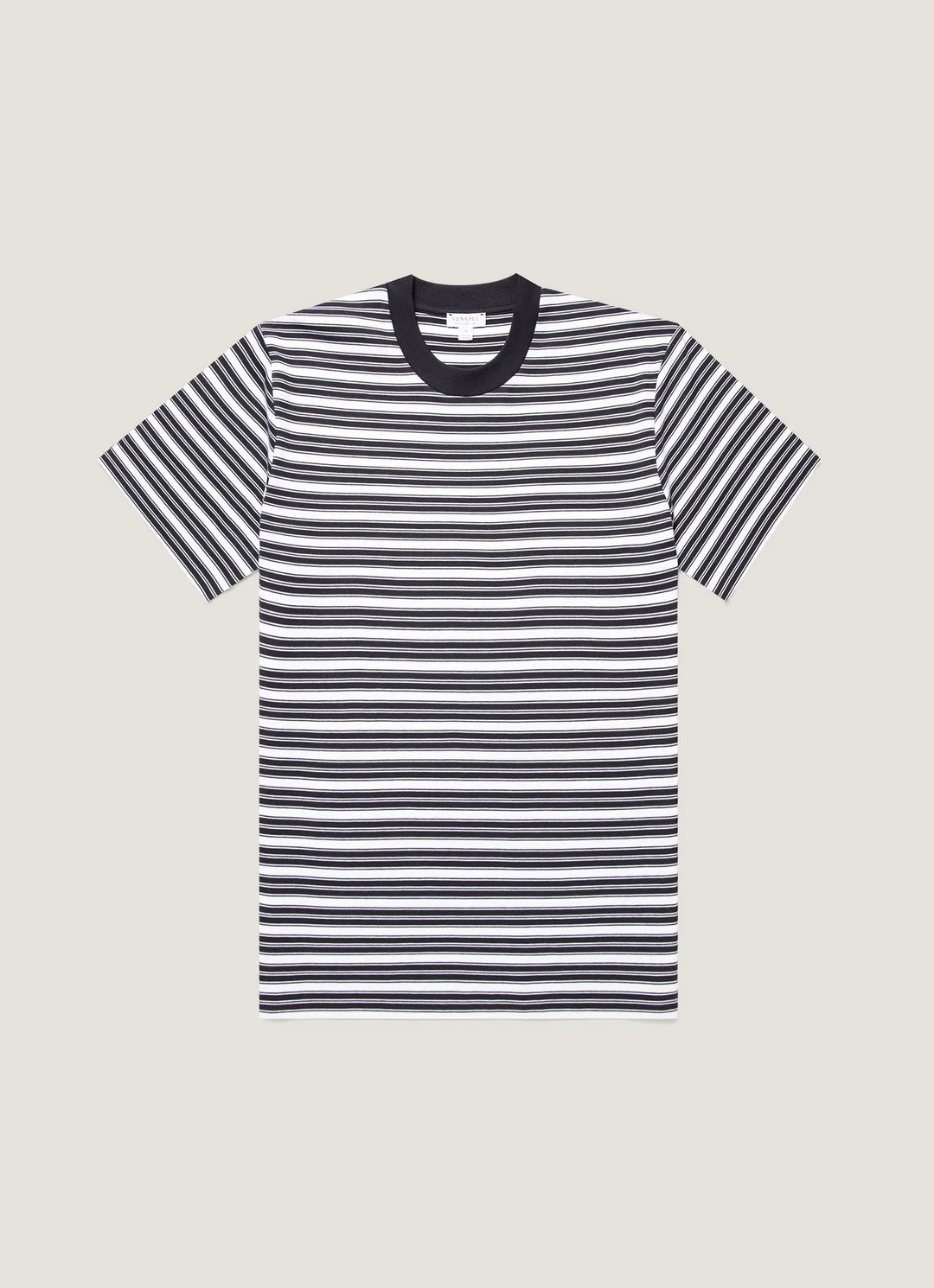 Sunspel Relaxed Fit Heavyweight T-Shirt - White/Navy