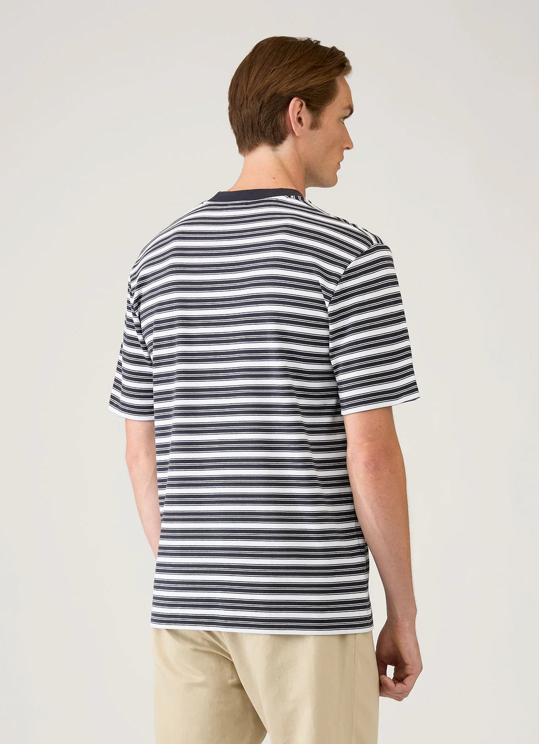 Sunspel Relaxed Fit Heavyweight T-Shirt - White/Navy