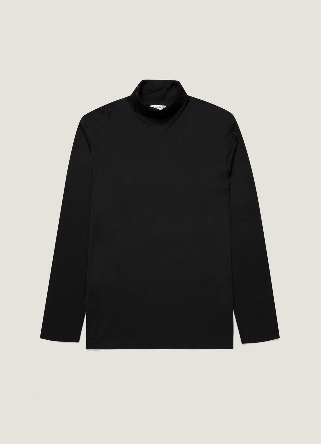 Sunspel Long Sleeve Roll Neck T-Shirt - Black