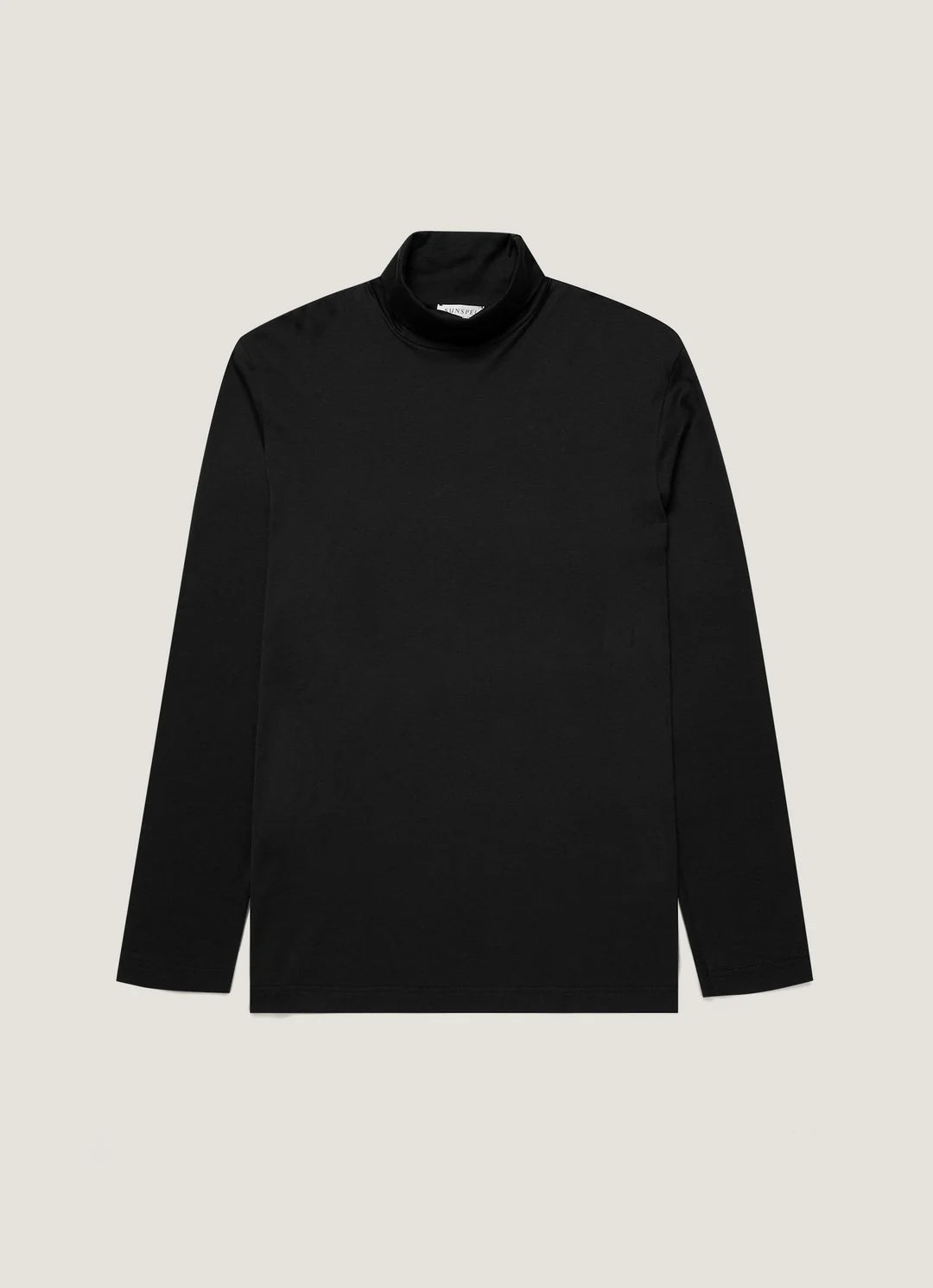 Sunspel Long Sleeve Roll Neck T-Shirt - Black