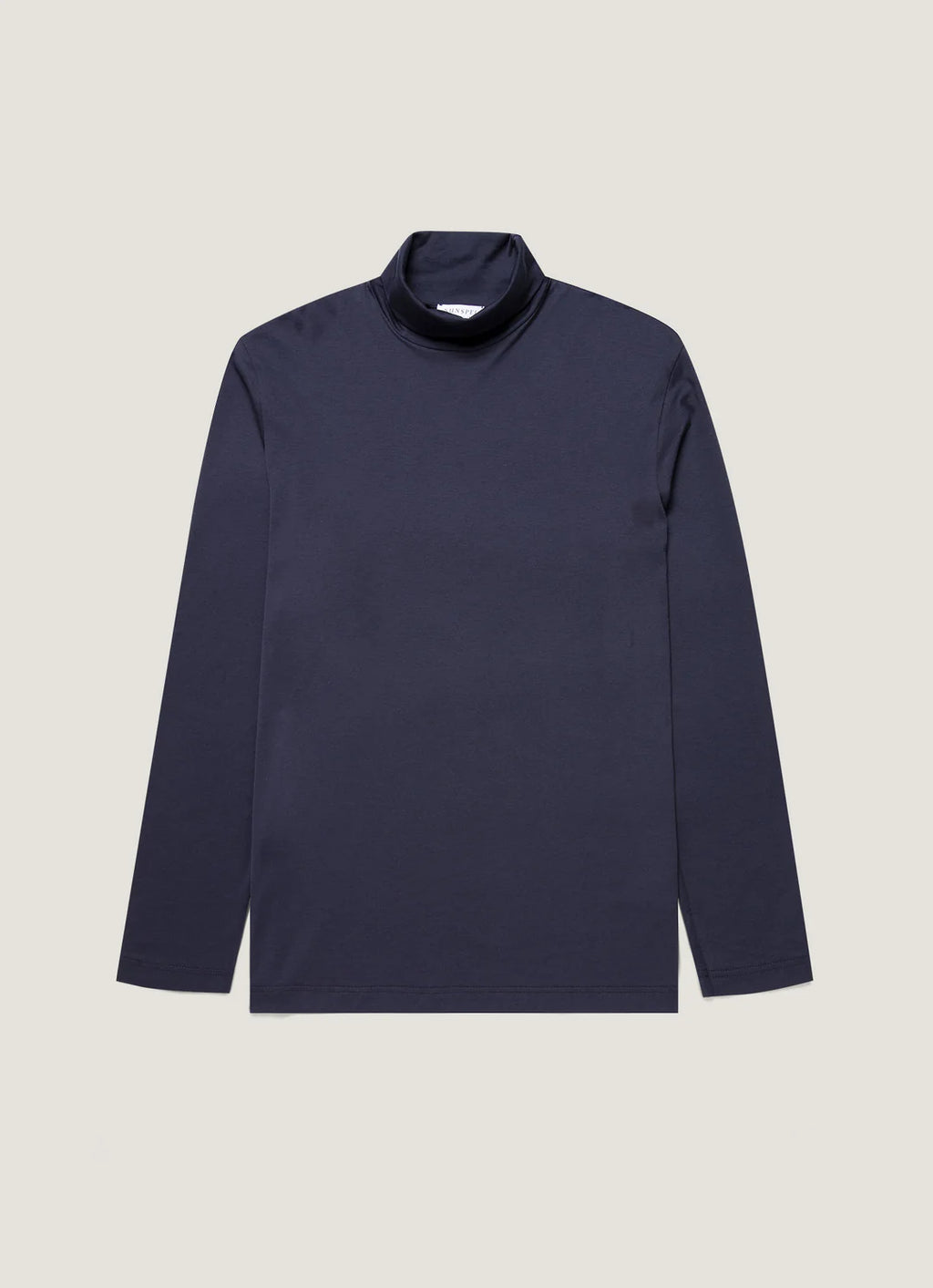 Sunspel Long Sleeve Roll Neck T-Shirt - Navy