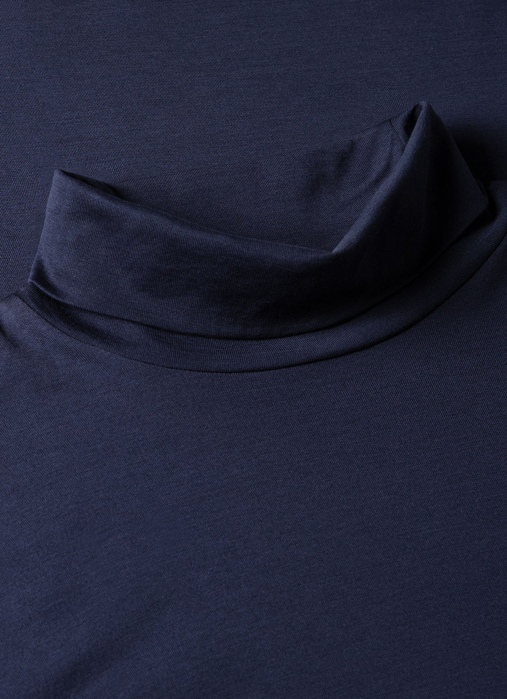 Sunspel Long Sleeve Roll Neck T-Shirt - Navy