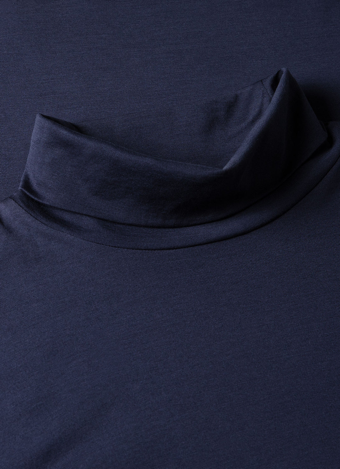 Sunspel Long Sleeve Roll Neck T-Shirt - Navy